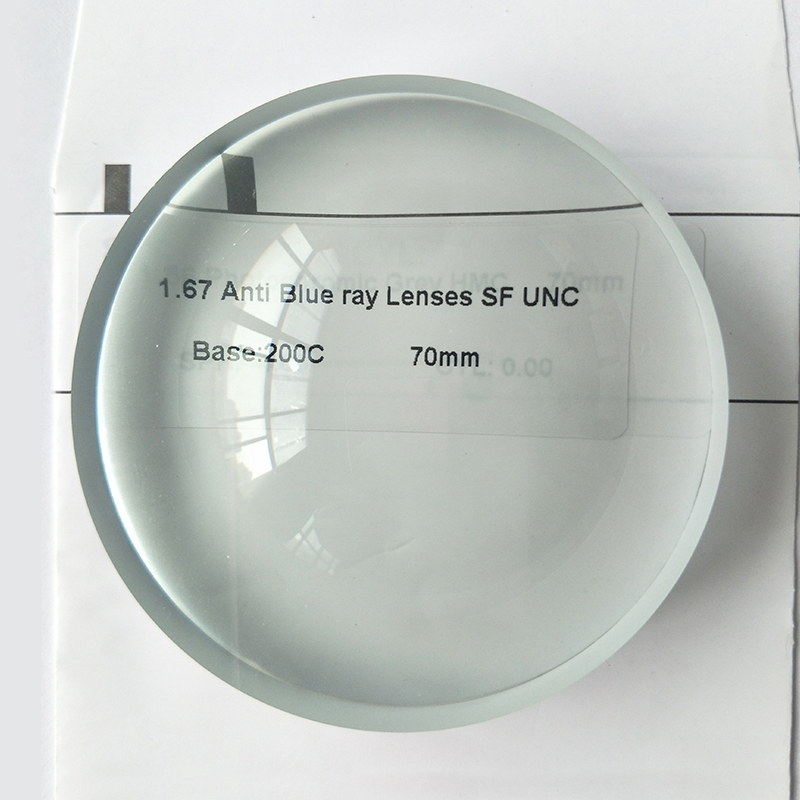 1,67 Polotovar s modrým blokem Single Vision Lens